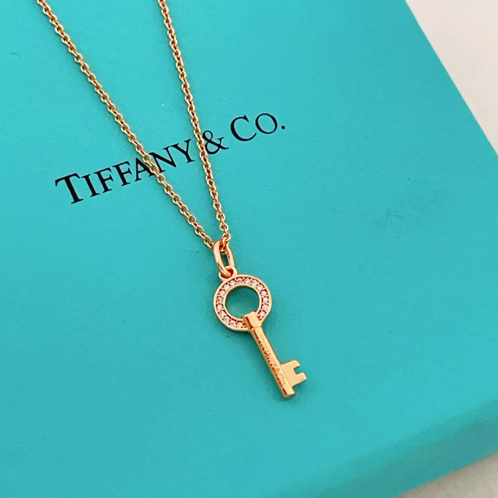 Tiffany & Co. Rose Gold Diamond Key Necklace